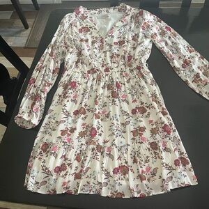 LOFT Floral Kids Dress - Cream and Red
